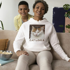Camiseta Amante de Gato Personalizado Branco Marrom Texto F