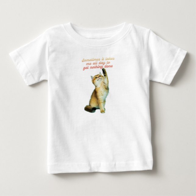 Camiseta Amante de Gato Preguiçoso Engraçado Fofo Gato (Frente)