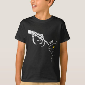 Camiseta Amante de Gato Preto Esqueleto Mão Boop Halloween 
