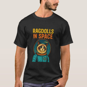 Camiseta Amante de Gato Ragdoll Engraçado Astronauta Espaci