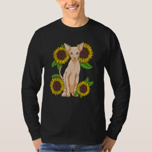 Camiseta Amante de Gato Sphynx de Girassol Floral