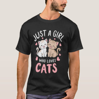 Camiseta Amante de Gatos Apenas Uma Garota Que Ama Gatos