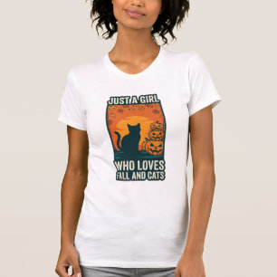 Camiseta Amante De Gatos Apenas Uma Garota Que Ama Outono E