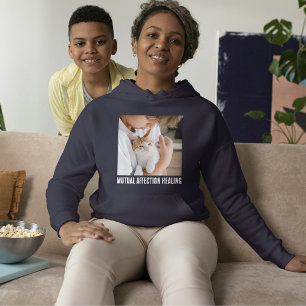 Camiseta Amante de Gatos Azul Marinho Branco Foto Personali