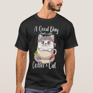 Camiseta Amante de Gatos e Café Dono de Gato Amante de Café