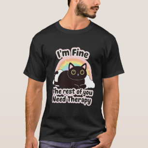 Camiseta Amante de Gatos Engraçado Estou Bem O Resto de Voc
