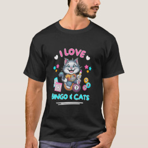 Camiseta Amante de Gatos Eu Amo Bingo E Gatos Engraçado Bin