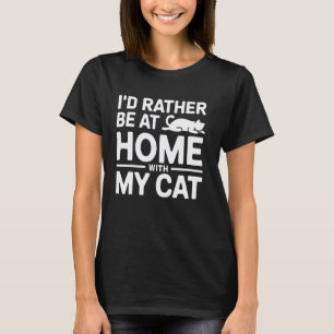 Camiseta Amante de Gatos Eu Preferiria Estar Com Gato Diver