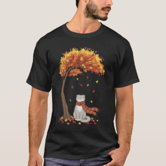 Camiseta Amante de Gatos Fofos Gato Dobrado Escocês Outono