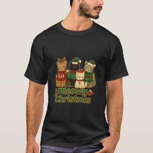 Camiseta Amante de Gatos Natal Divertido Gatinho Fofo Feliz