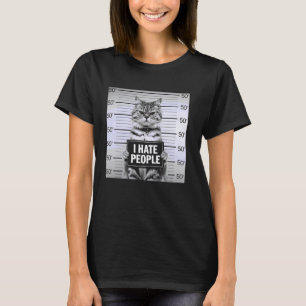 Camiseta Amante de Gatos Odeio Pessoas Engraçado Introverti