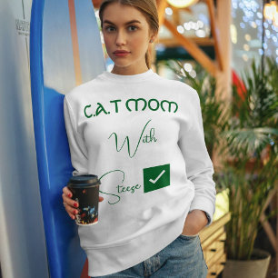 Camiseta Amante de Gatos Personalizada Verde Mãe de Gato En