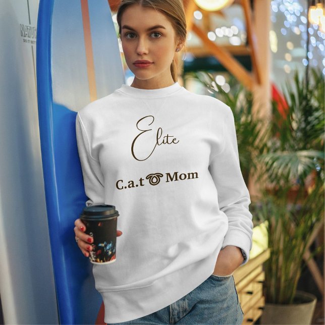 Camiseta Amante de Gatos Personalizado em Marrom Script Mam (Criador carregado)