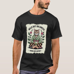 Camiseta Amante de Gatos Selvagem Mas Equilibrado Meditando