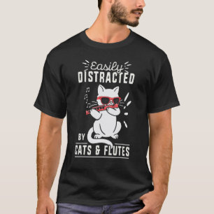 Camiseta Amante de Gatos Tocador de Flauta Músico Especiali