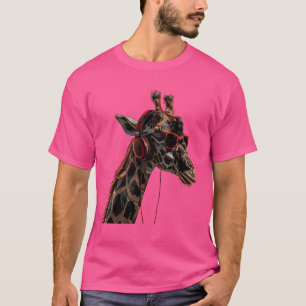 Camiseta Amante de Girafa Animais Floresta Safari Fone de O