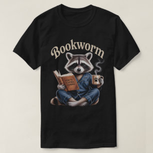 Camiseta Amante de livros de café de guaxinim   Minhoca de 