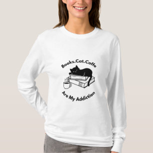Camiseta Amante de Livros e Café Gato, Estética Le