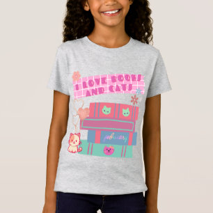 Camiseta Amante de Livros e Gatos - Presentes Aconchegantes