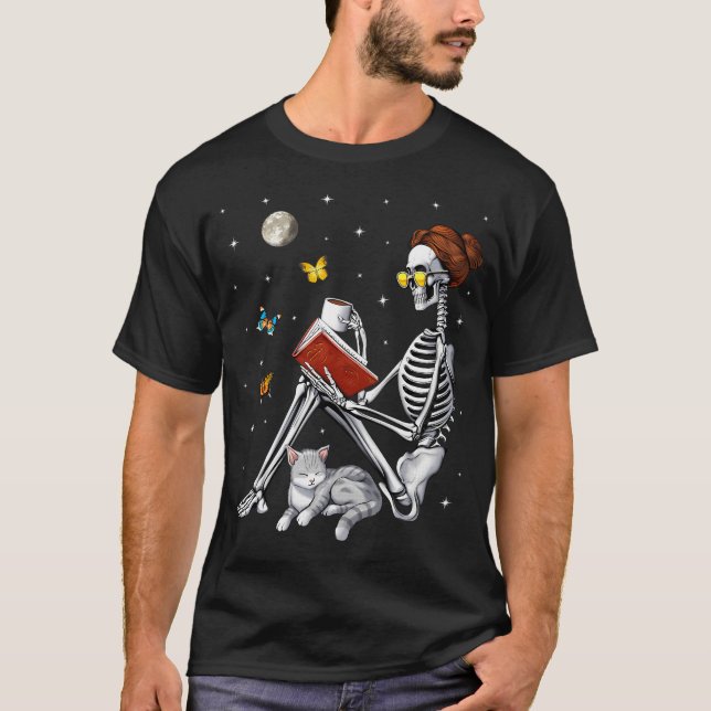 Camiseta Amante de Livros Esqueleto (Frente)
