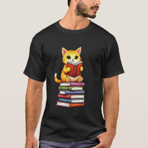 Camiseta Amante de Livros Gato Fofo com Livro Aberto Adoráv