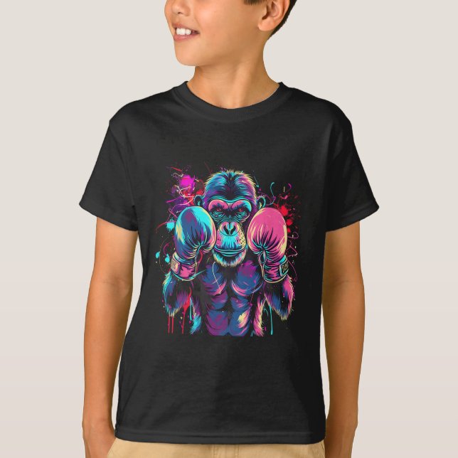 Camiseta Amante de Macaco de Boxe Luvas de Boxe Kickboxing  (Frente)