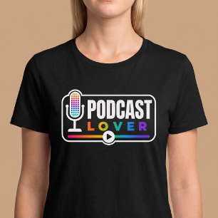 Camiseta Amante de Microfone de Podcast Colorido