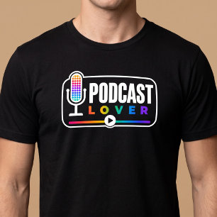 Camiseta Amante de Microfone de Podcast Colorido