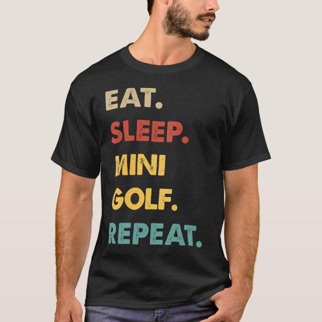 Camiseta Amante de Mini-Golf Divertido Coma Dormir Mini-Gol (Frente)