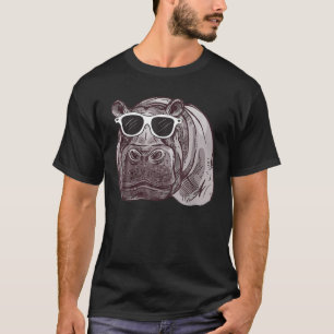 Camiseta Amante de os animais Africano Hippo Sunglass