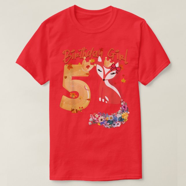 Camiseta Amante de os animais Birthday Girl Do Bday 5 Anos (Frente do Design)