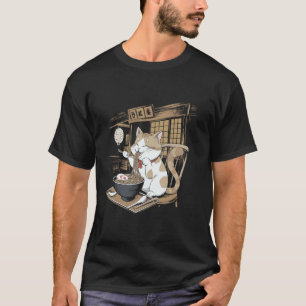 Camiseta Amante de os animais de Gato Japonês Ramen Noodle 