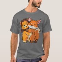 Amante de os animais de Leão e Fo Hugging Cute Kaw