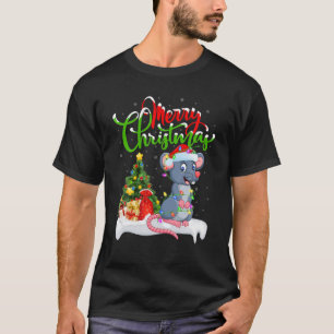 Camiseta Amante de os animais de Rato Engraçado Xmas Ilumi