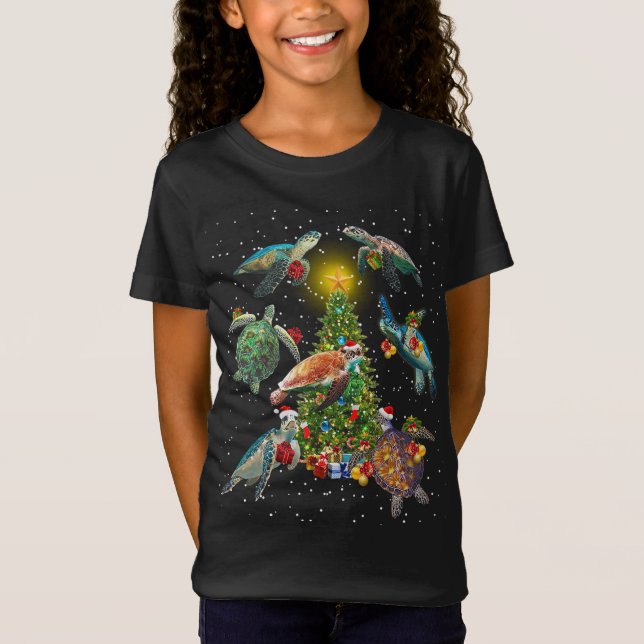 Camiseta Amante de os animais de Tartaruga-do-mar Iluminaçã (Frente)