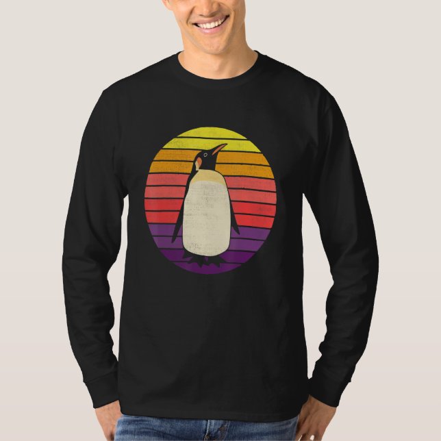 Camiseta Amante de os animais Estilo Retro Pinguin Sunset 7 (Frente)