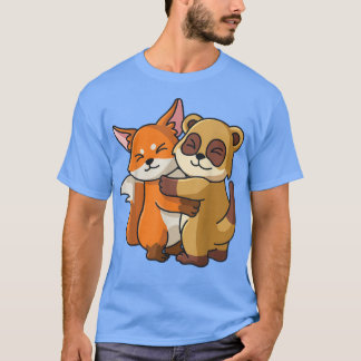 Camiseta Amante de os animais Fo E Meerkat Hugging Cute Kaw