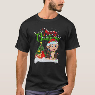 Camiseta Amante de os animais Macaco Engraçado Xmas Lighti