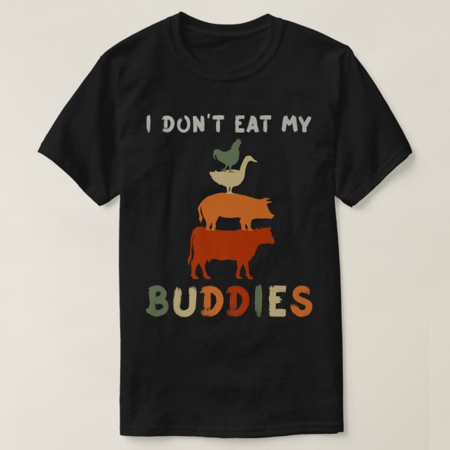 Camiseta Amante de os animais vegetariano Vegan Amigos de P (Frente do Design)
