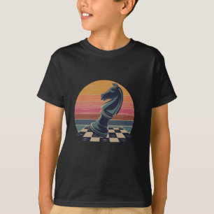 Camiseta Amante de Peças de Xadrez Vintage Retro da Moda