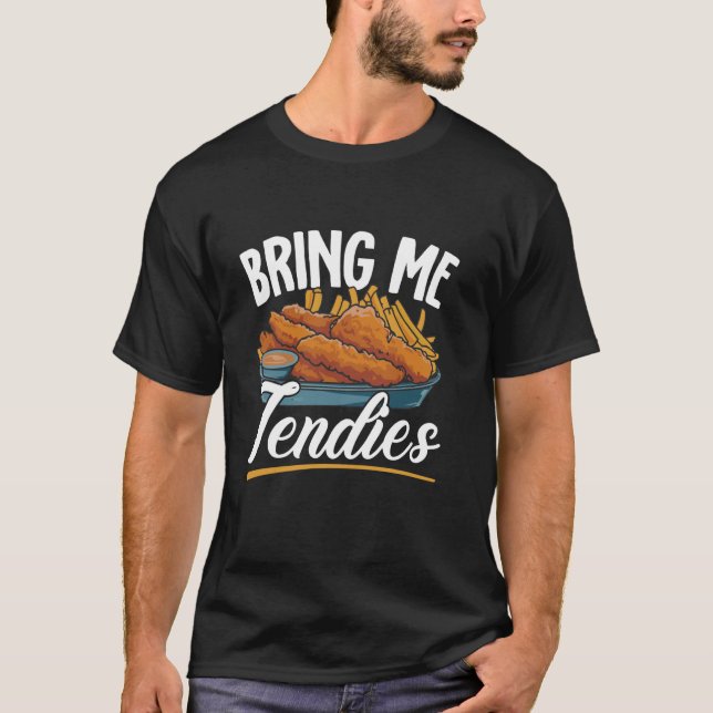 Camiseta Amante de Peito de Frango Traga-me Tendies Frango  (Frente)