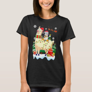 Camiseta Amante de Pinguins Iluminação de Natal Pinguim Mon