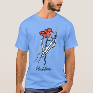 Camiseta Amante de plantas Desenho de bolso de esqueleto pa