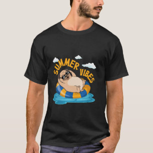 Camiseta Amante de Pug de Verão Piscina Natação Engraçado F