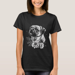 Camiseta Amante de Pug Estilo Tatuagem Cão Retro