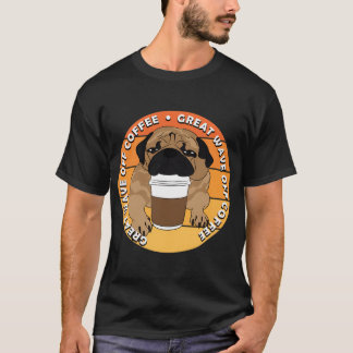 Camiseta amante de pug - grande onda de café pôr do sol ret