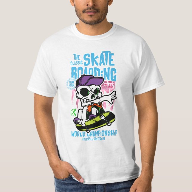 Camiseta Amante de skate | Crânio com Boné (Frente)