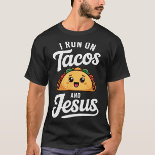 Camiseta Amante de Taco Engraçado Eu Corro Em Tacos E Jesus