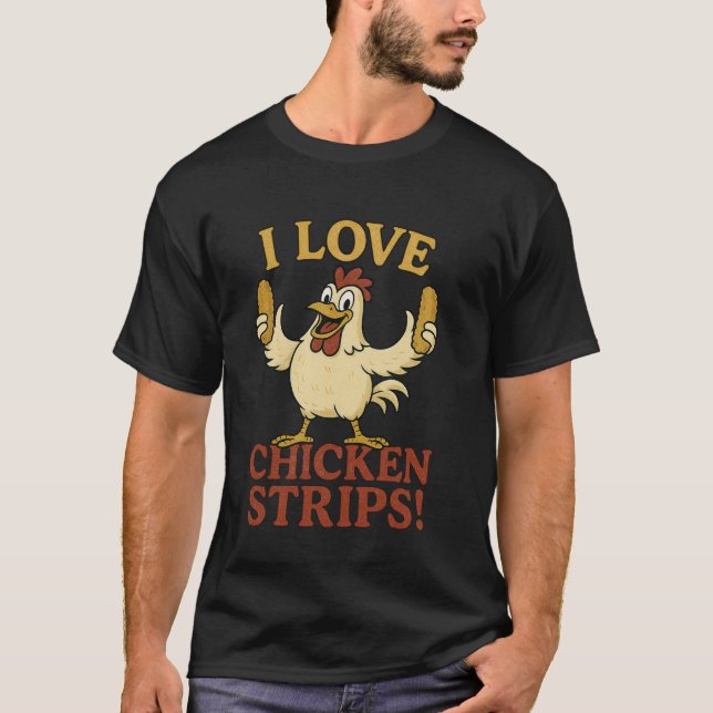 Camiseta Amante de Tiras de Frango Engraçadas Design de Des (Frente)