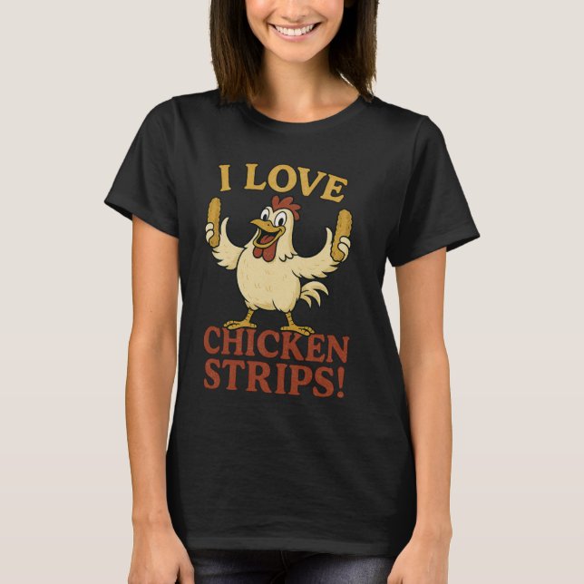 Camiseta Amante de Tiras de Frango Engraçadas Design de Des (Frente)